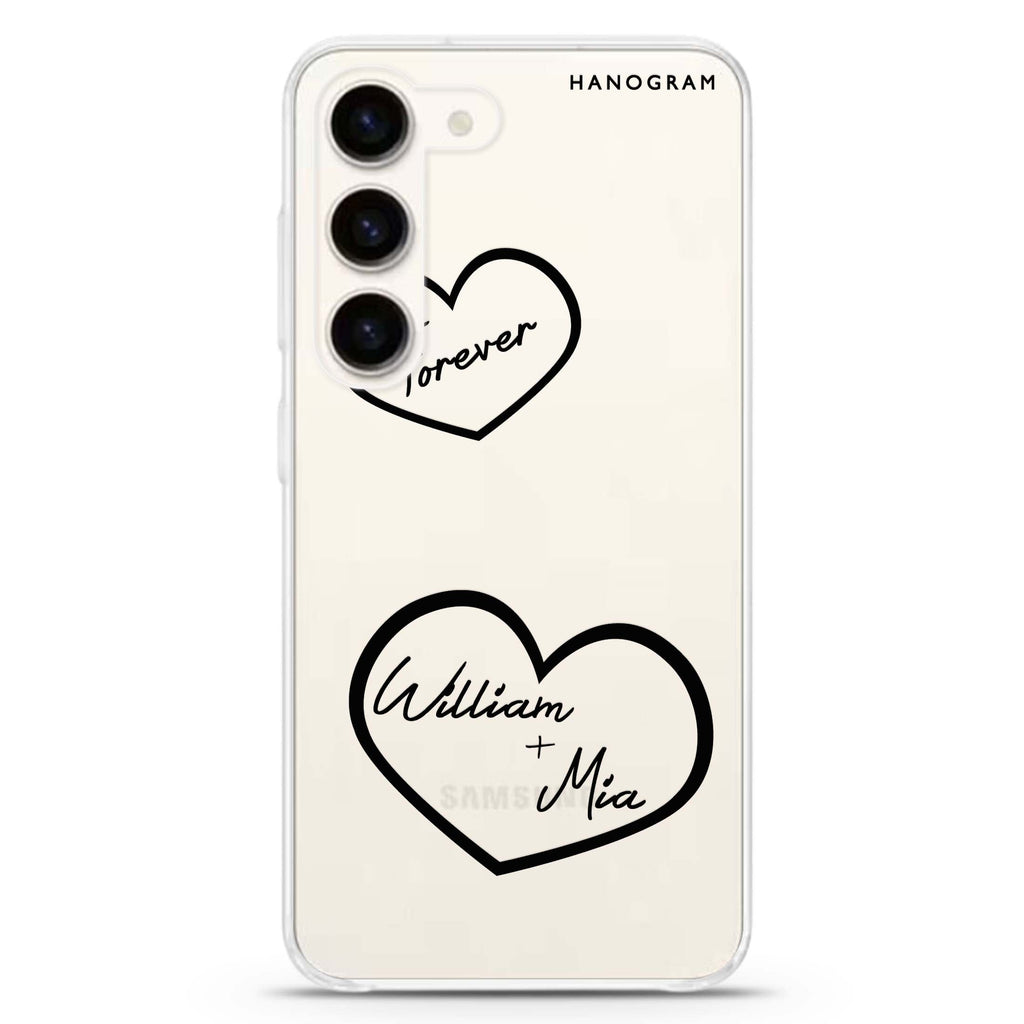 Sweet Heart II personalized ultra-clear case for Samsung Galaxy S23/S22, front view