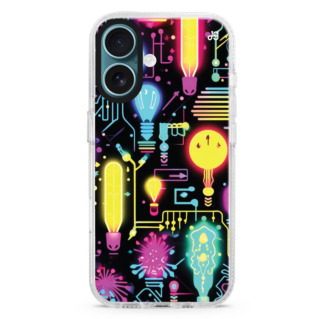 Neon Cascade MagSafe Compatible iPhone 16 Ultra Clear Case - Personalized and Stylish Protection