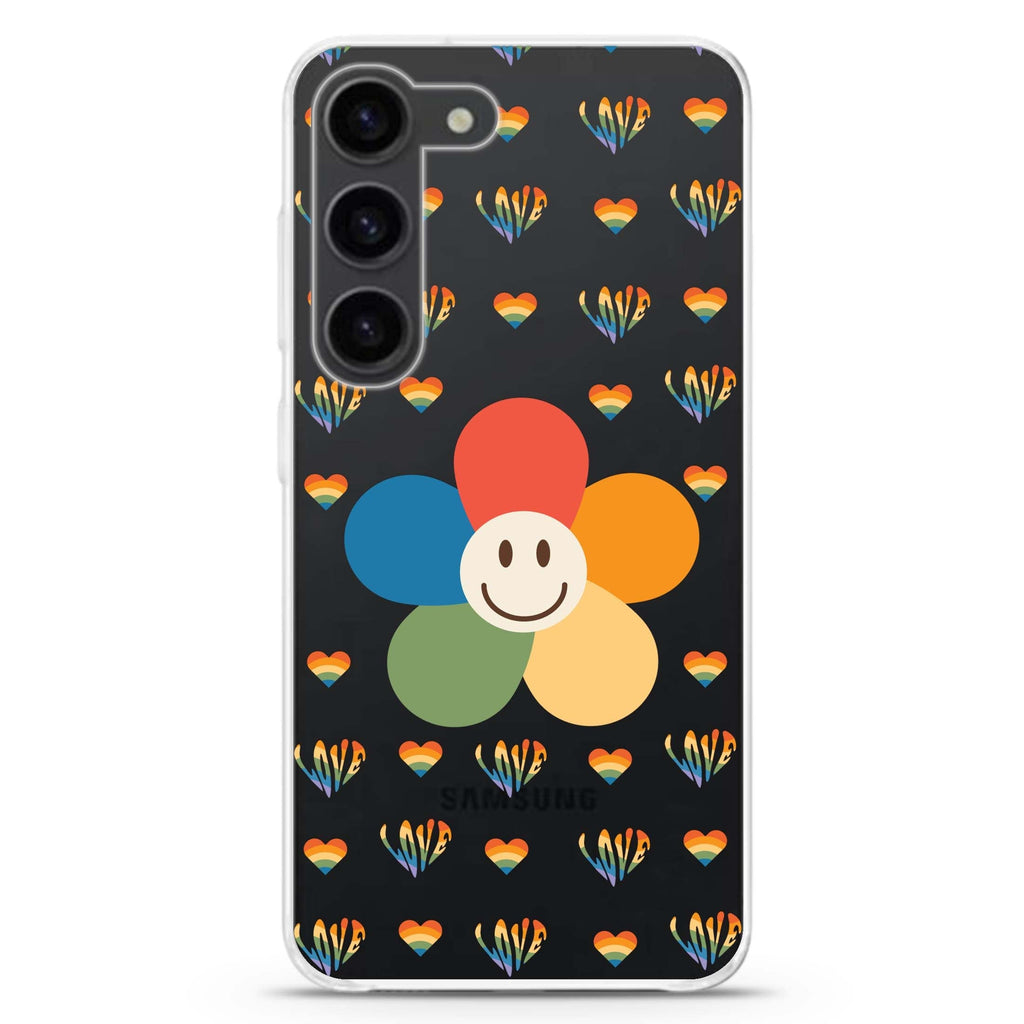 Rainbow Floral ultra-clear case for Samsung Galaxy S23/S22, front view