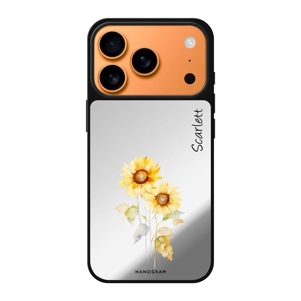 Sunny Blooms personalized name spring flower sun celestial iPhone 17 Pro Max mirror case