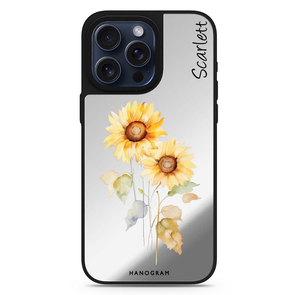 Sunny Blooms personalized name MagSafe mirror case for iPhone 16/15/14 Pro Max and Pro, main view