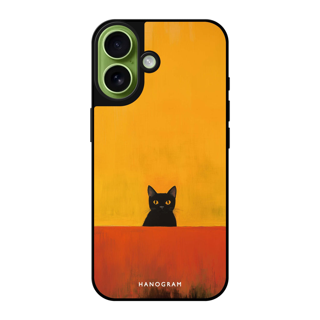 Reflective iPhone 16 Mirror Case –Minimalist Meow Design