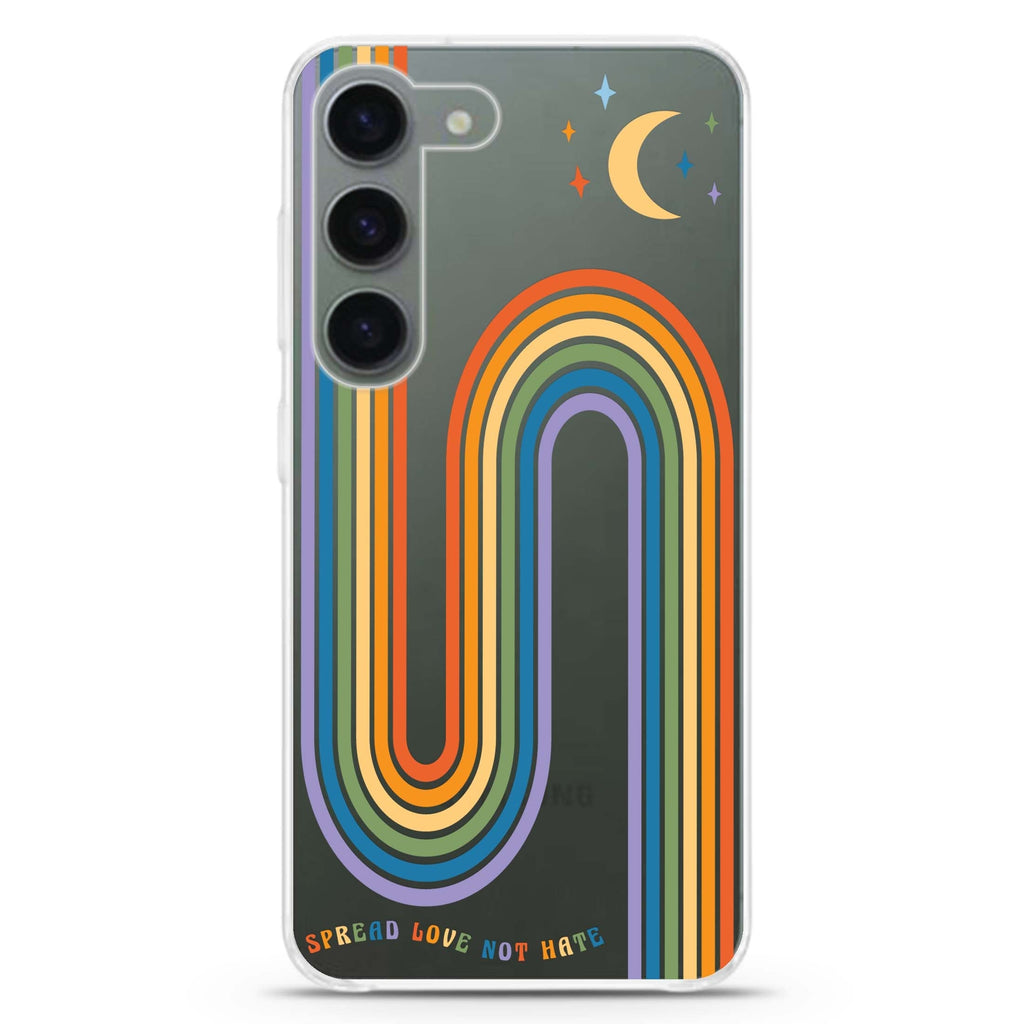 Spread Love with rainbow ultra-clear case for Samsung Galaxy S23/S22, front view