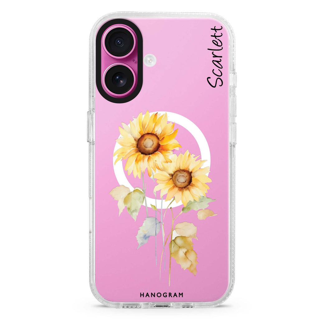 Sunny Blooms MagSafe Compatible iPhone 16 Ultra Clear Case - Personalized and Stylish Protection