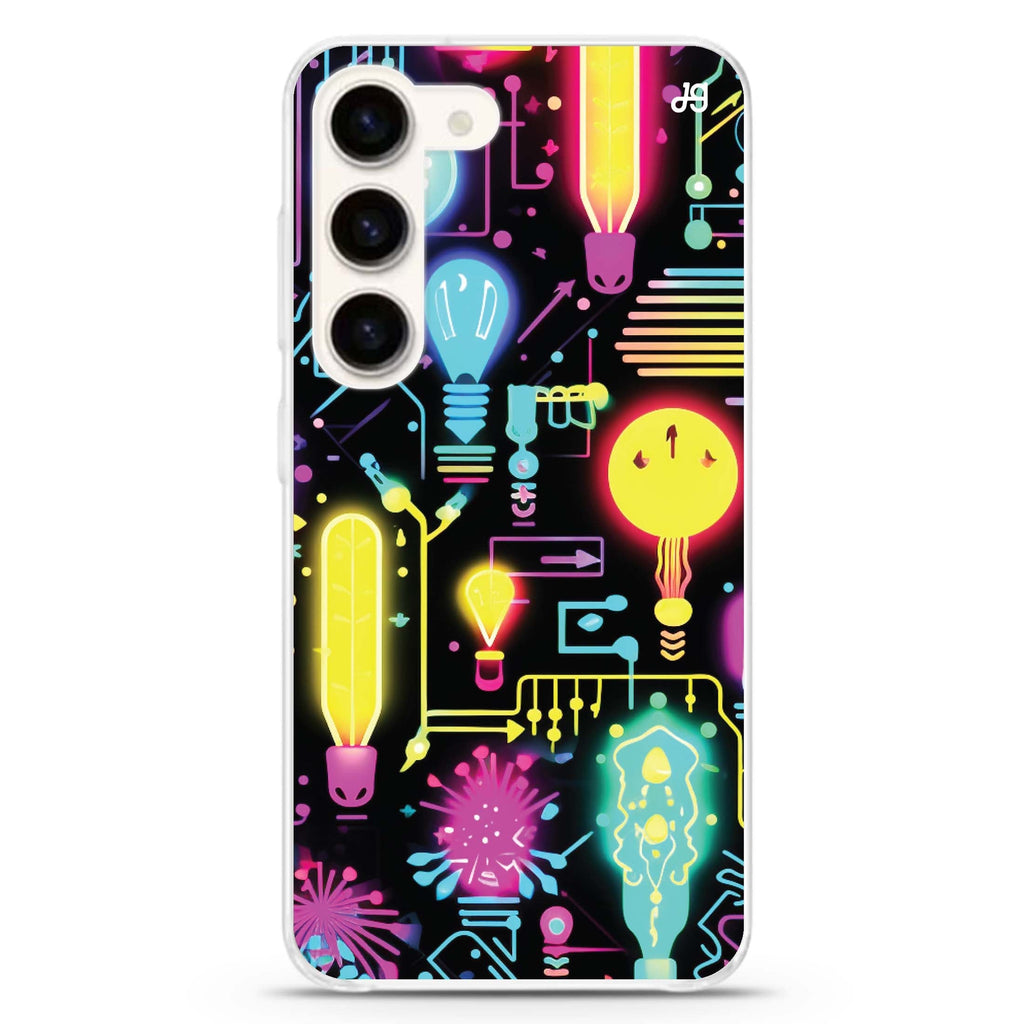 Neon Cascade ultra-clear case for Samsung Galaxy S23/S22, front view