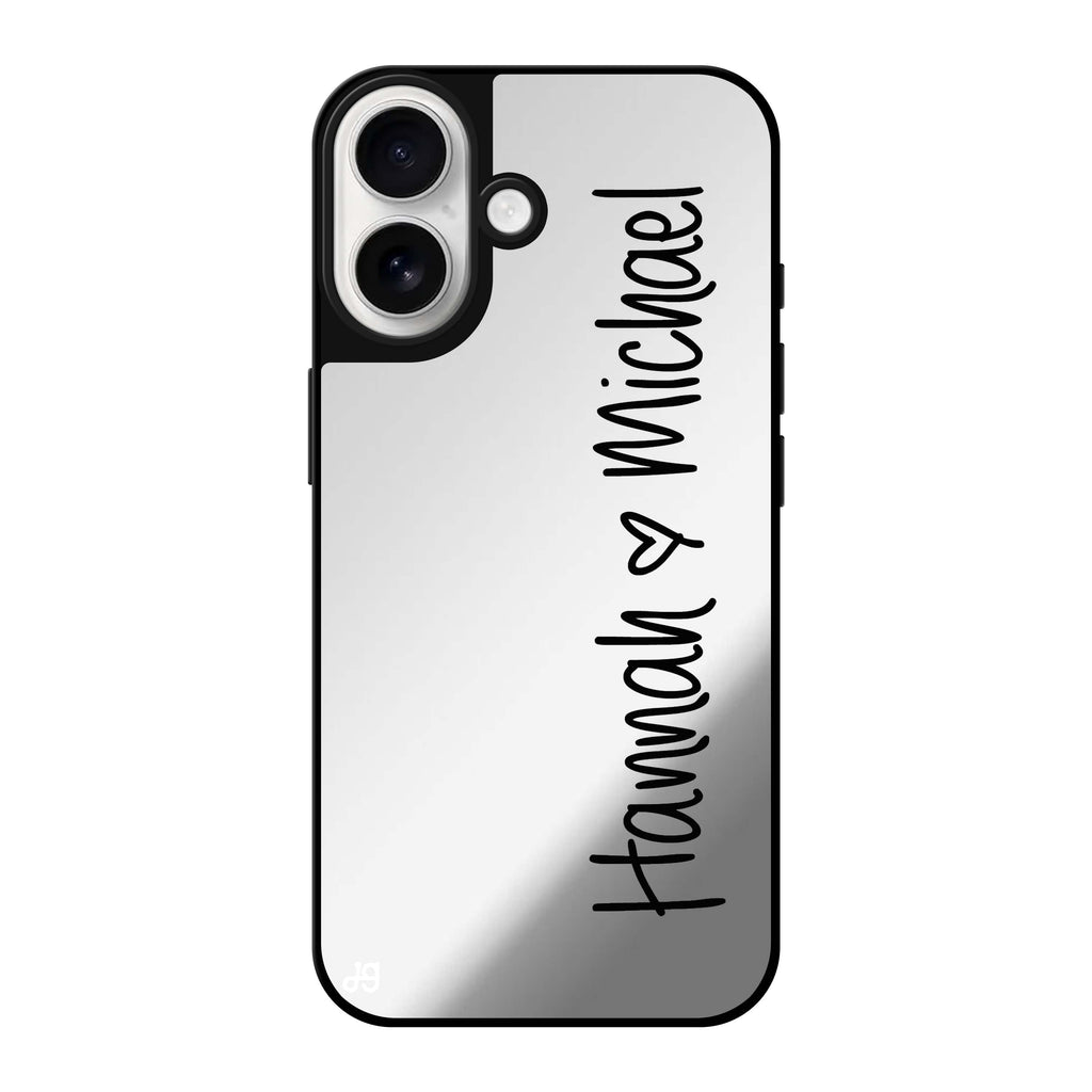 Reflective iPhone 16 Mirror Case –Vertical Names Design