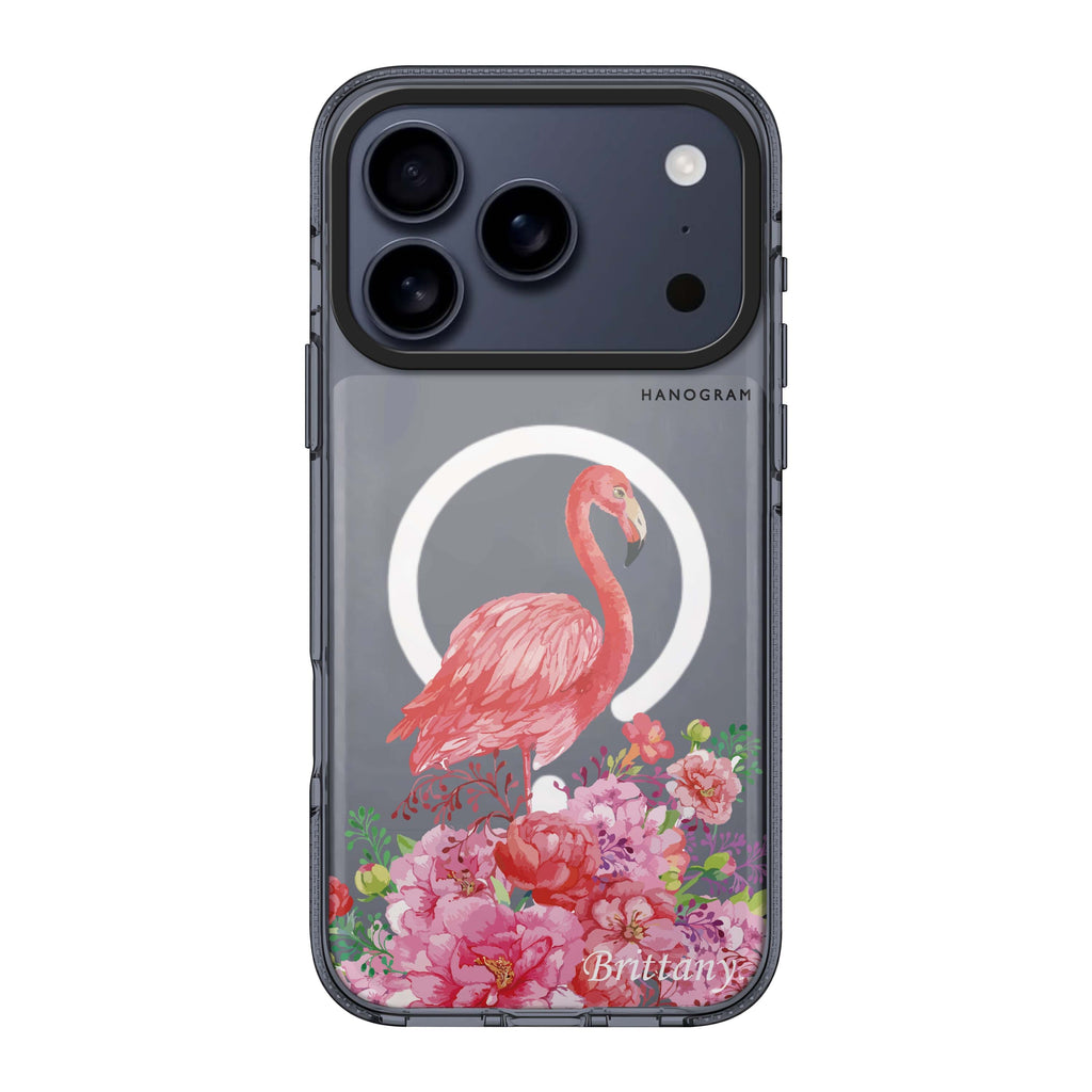 Flamingo & Flower personalized name flamingo flower animal floral iPhone 17 Pro Max ultra clear case