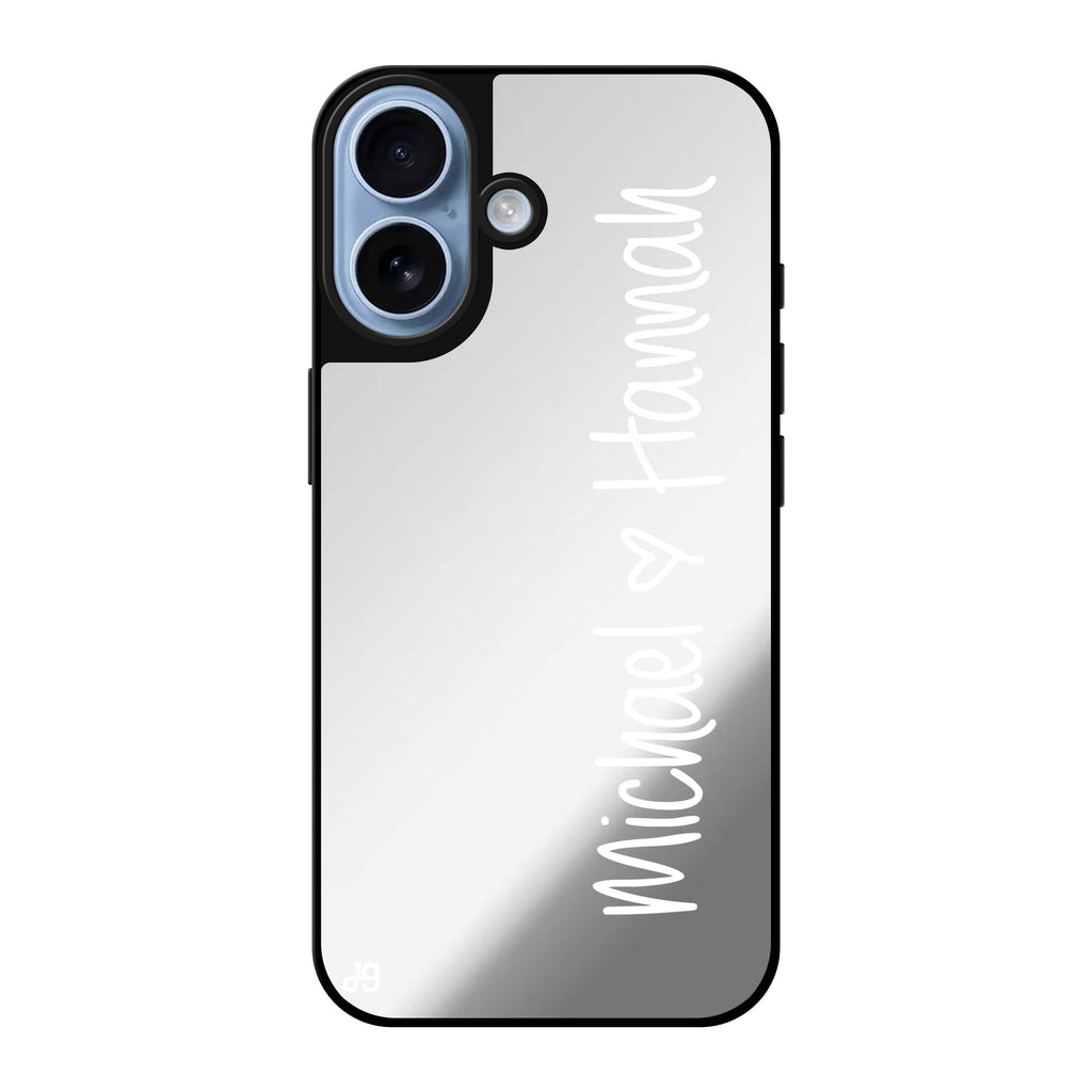 Reflective iPhone 16 Mirror Case –Vertical Names Design