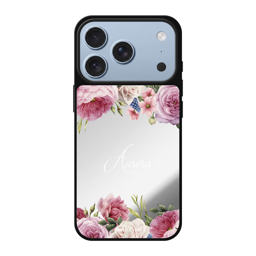 Light Pink Floral personalized name pink spring flower floral iPhone 18 Pro Max mirror case