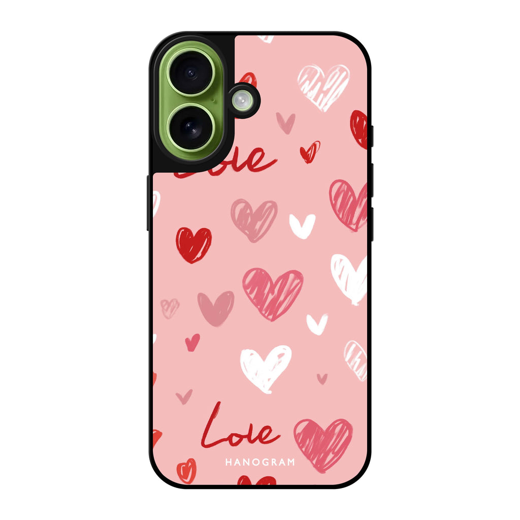 Reflective iPhone 16 Mirror Case –Love Grid Design