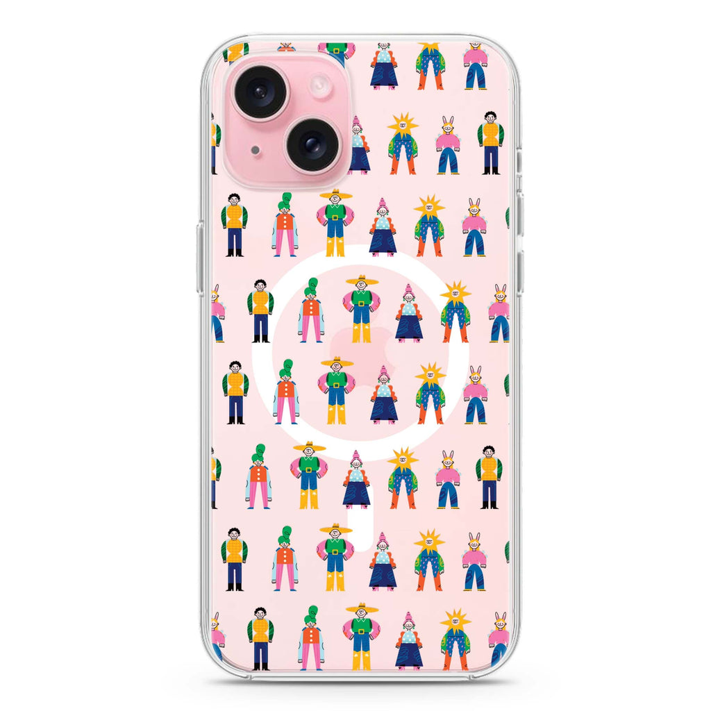 Abstract People Family iPhone 15 Plus MagSafe Compatible Ultra Clear Case