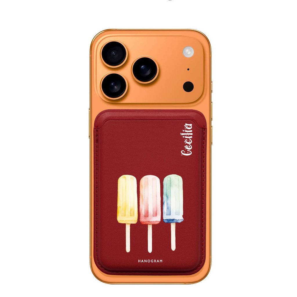 Popsicle Passion custom name MagSafe wallet for iPhone, personalized magnetic card holder, main view