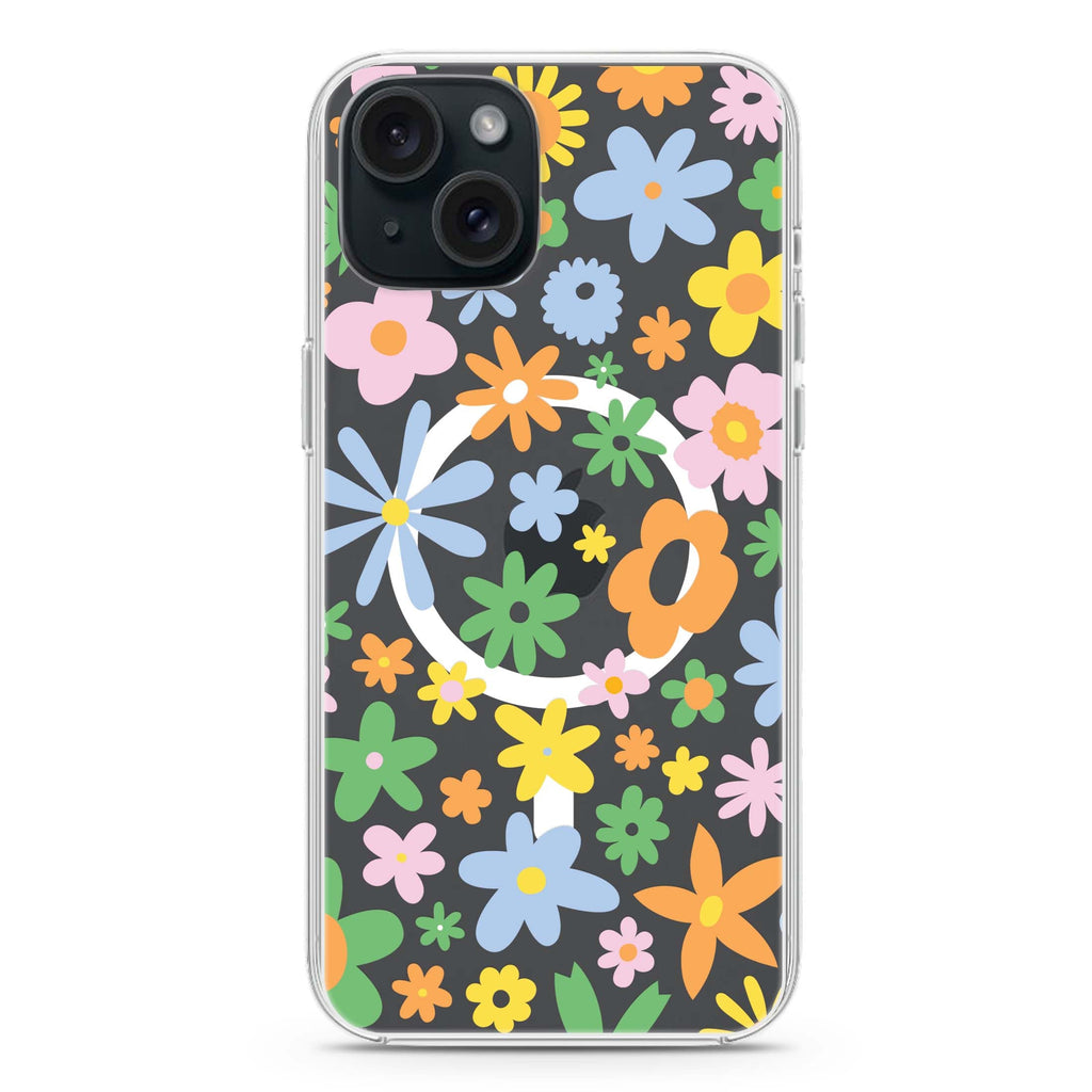 Flowers iPhone 15 Plus MagSafe Compatible Ultra Clear Case