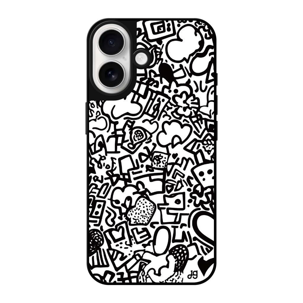 Reflective iPhone 16 Mirror Case –Love Lines Design