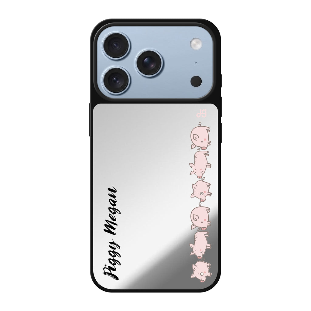 Piggy Corps personalized name pig animal iPhone 18 Pro Max mirror case