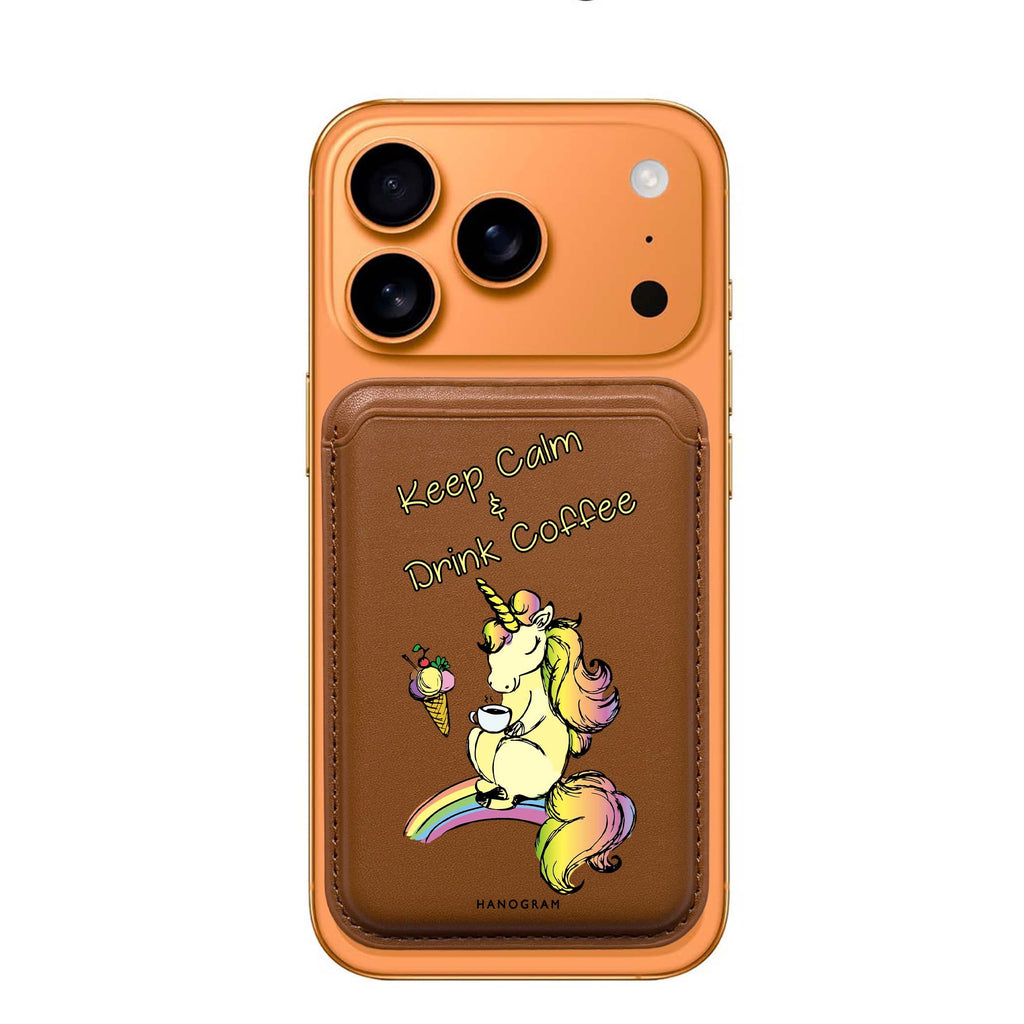 Cute Unicorn custom name MagSafe wallet for iPhone, personalized magnetic card holder, main view