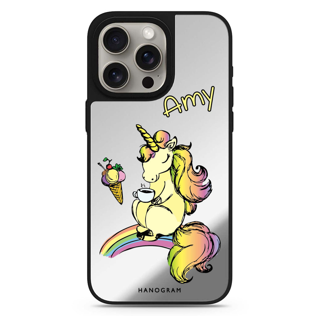 Cute Unicorn personalized name MagSafe mirror case for iPhone 16/15/14 Pro Max and Pro, main view