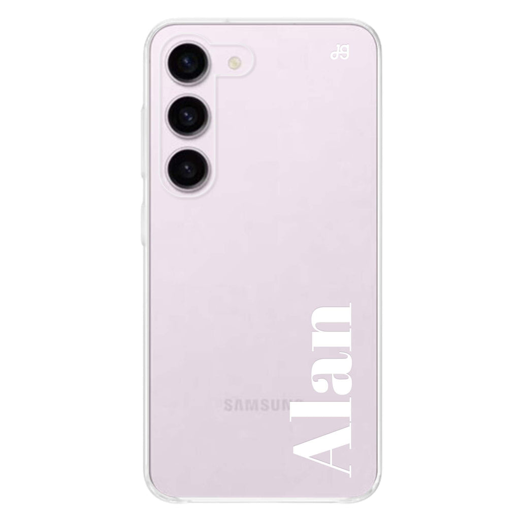 Calliglow personalized ultra-clear case for Samsung Galaxy S23/S22, front view
