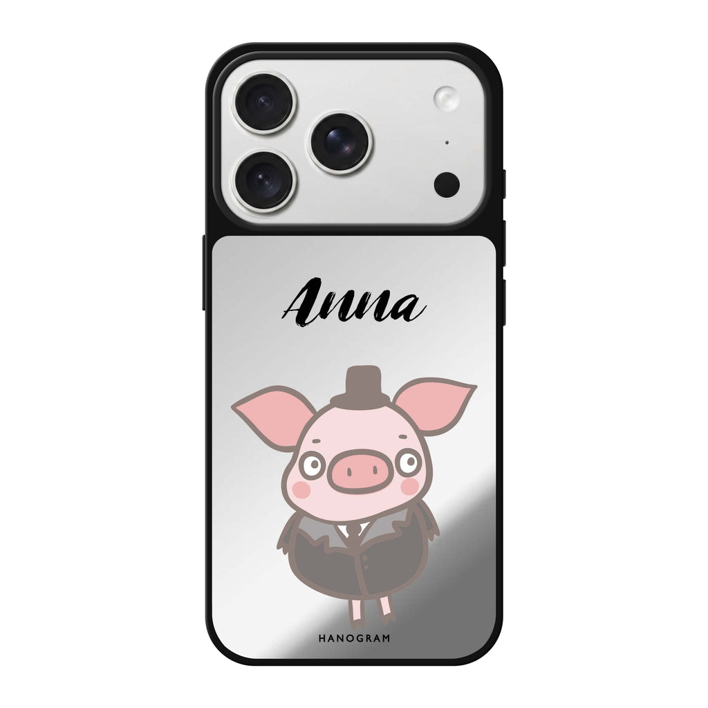 Funny Piggy personalized name pig animal playful iPhone 18 Pro Max mirror case