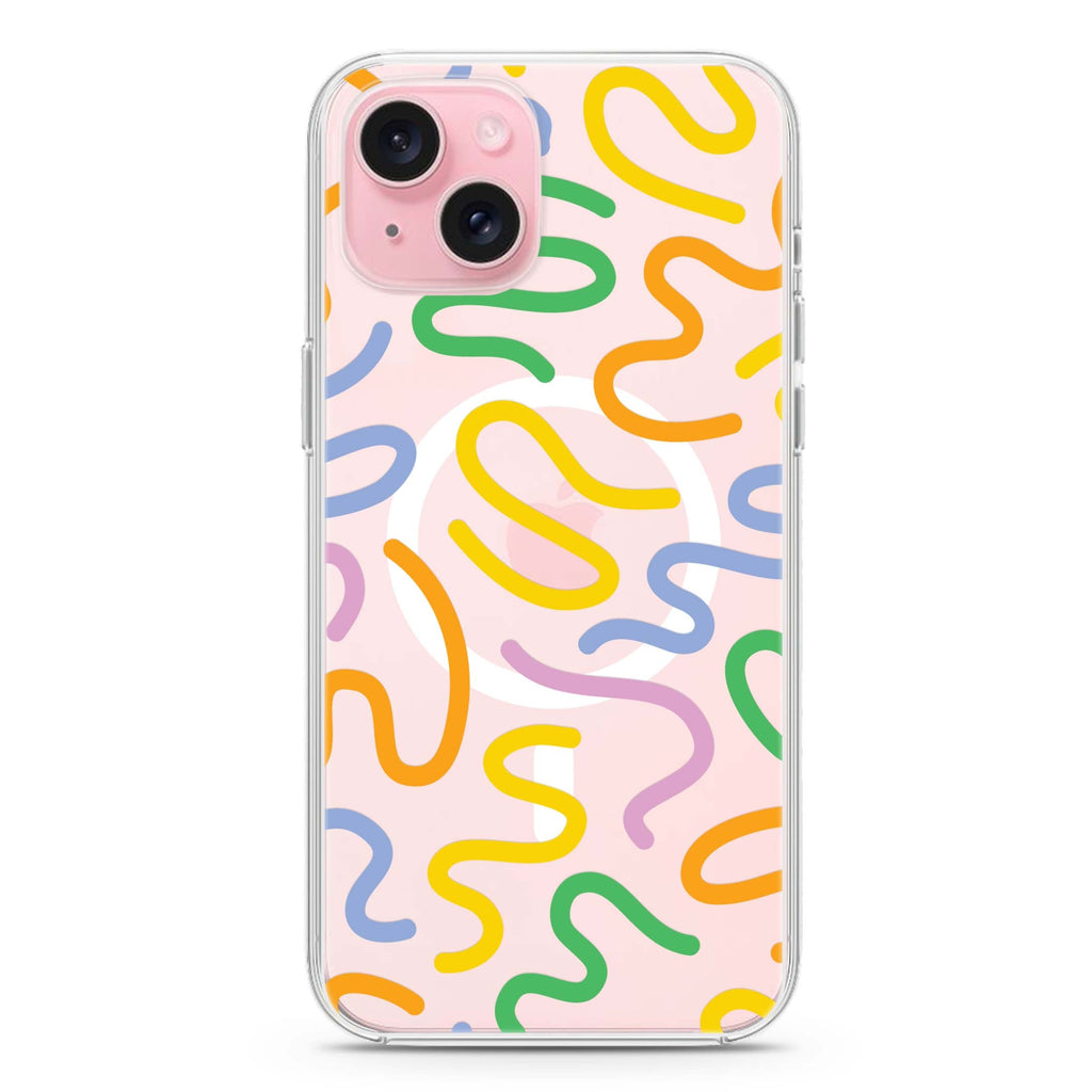 Abstract Doodles iPhone 15 Plus MagSafe Compatible Ultra Clear Case