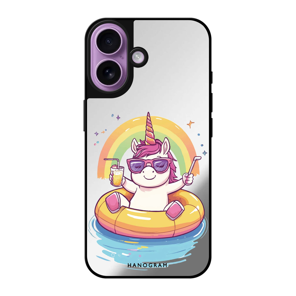 Reflective iPhone 16 Mirror Case –Floaticorn Design