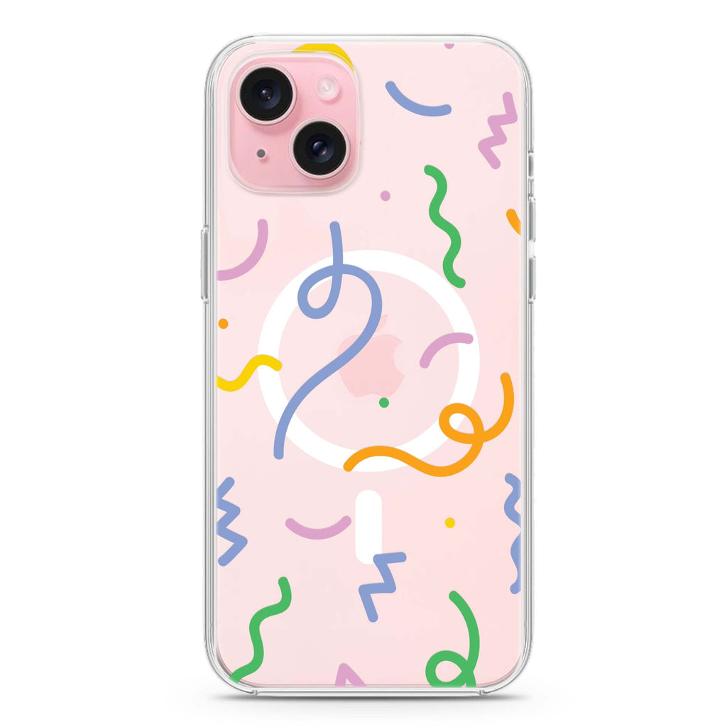 Abstract Doodles iPhone 15 Plus MagSafe Compatible Ultra Clear Case