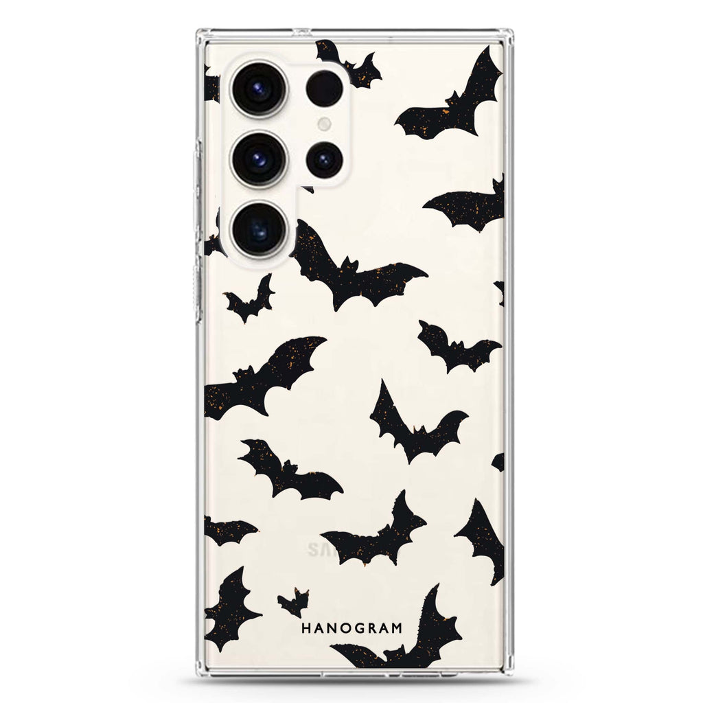 Midnight Bat Swarm Samsung Galaxy S26/S25/S24/S23/S22 Ultra ultra clear case, transparent design, main view