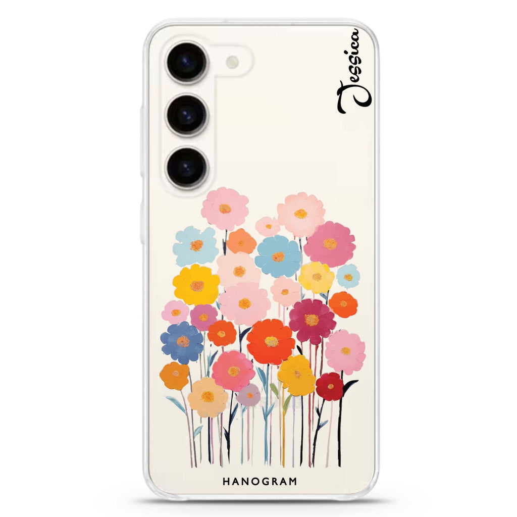 Garden Blooms personalized ultra-clear case for Samsung Galaxy S23/S22, front view
