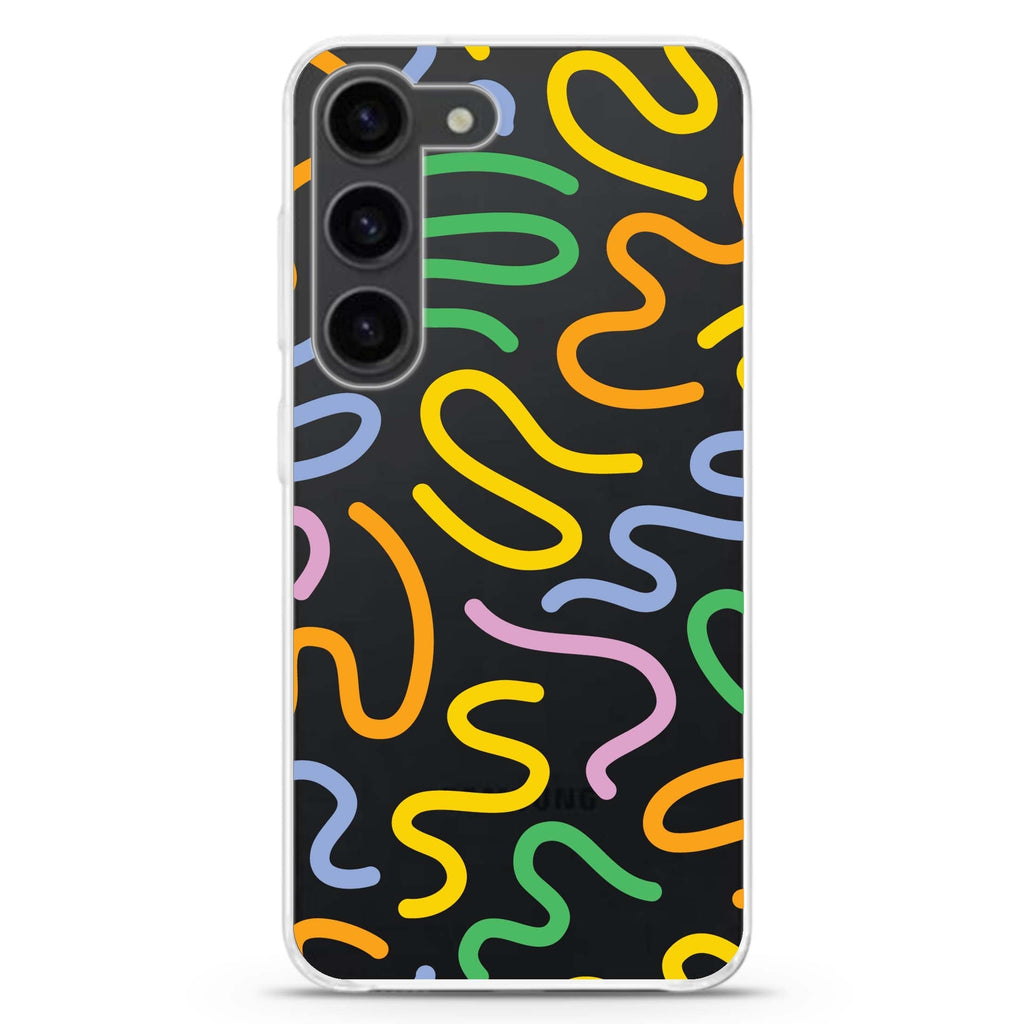 Abstract Doodles ultra-clear case for Samsung Galaxy S23/S22, front view
