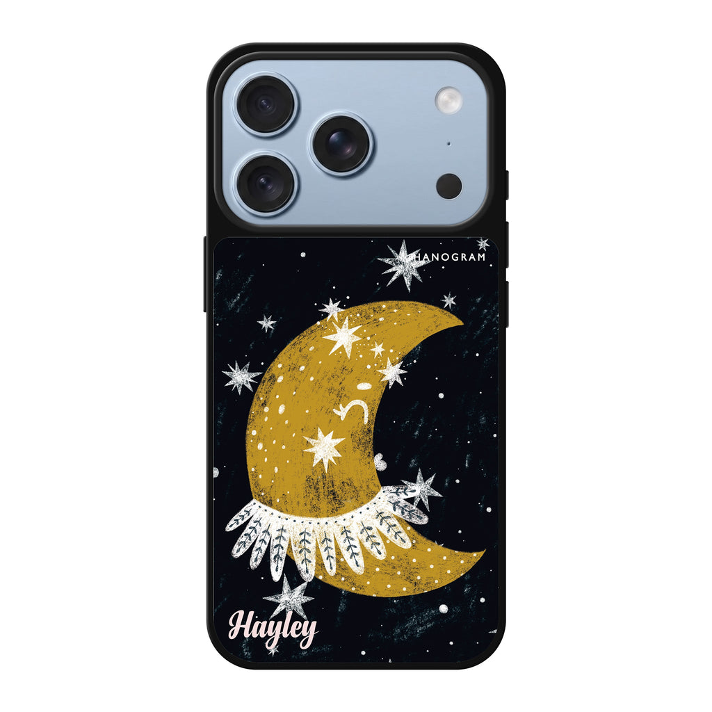 Cute Half Moon personalized name moon celestial cute iPhone 18 Pro Max mirror case