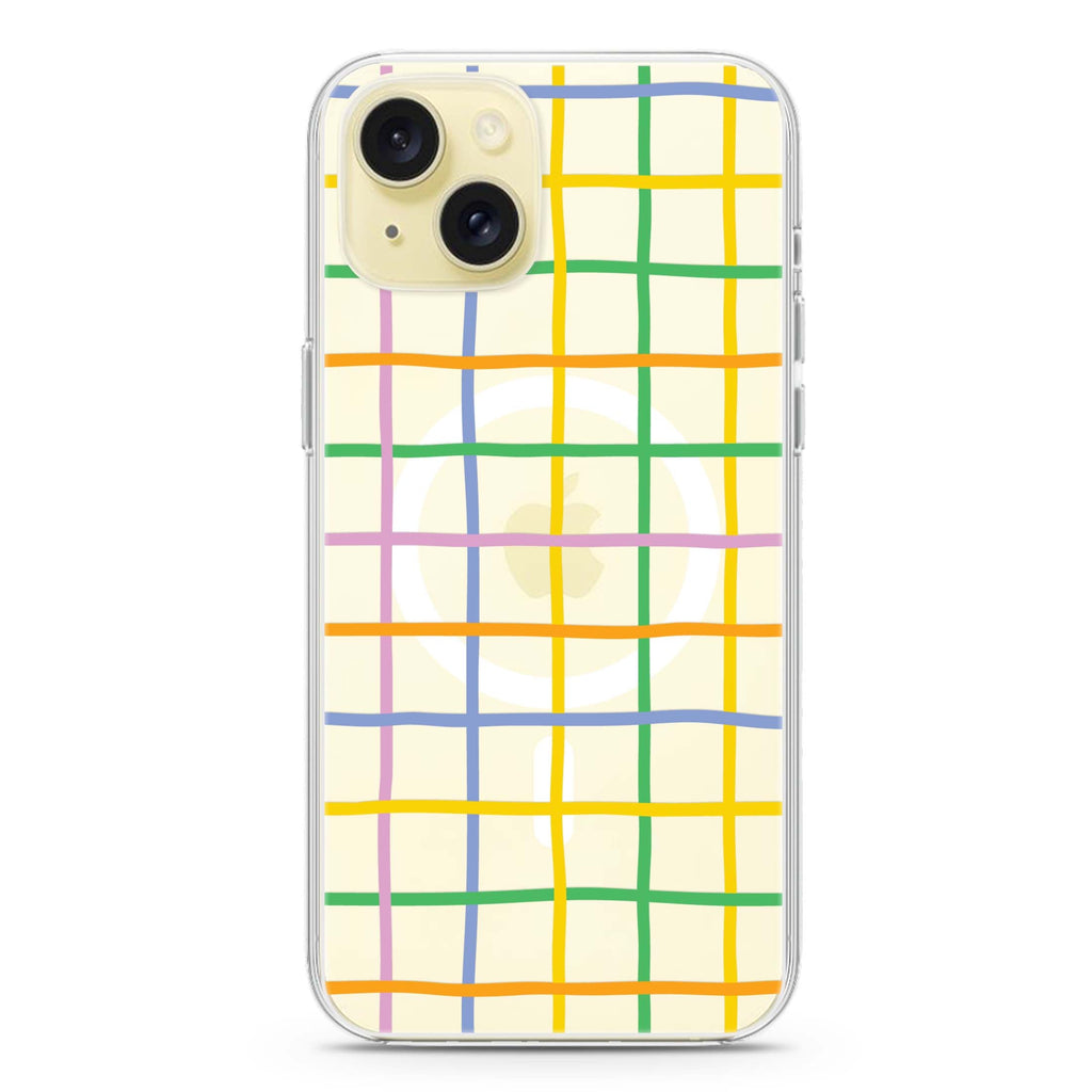 Abstract Doodles Pattern iPhone 15 Plus MagSafe Compatible Ultra Clear Case