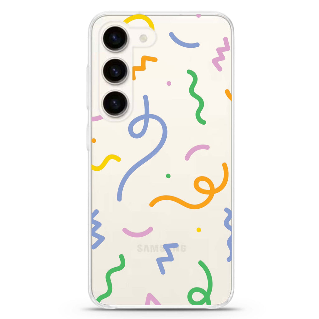 Abstract Doodles ultra-clear case for Samsung Galaxy S23/S22, front view