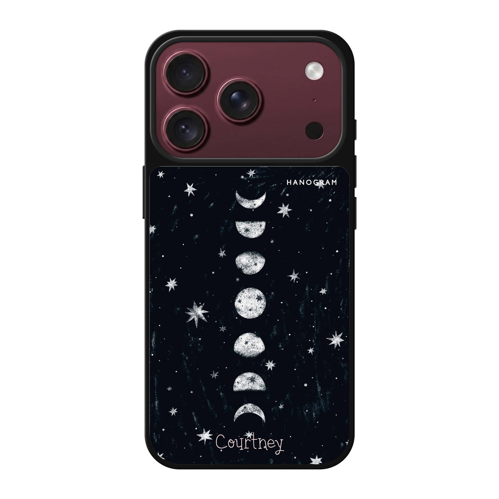 Phases of the moon personalized name moon celestial iPhone 18 Pro Max mirror case