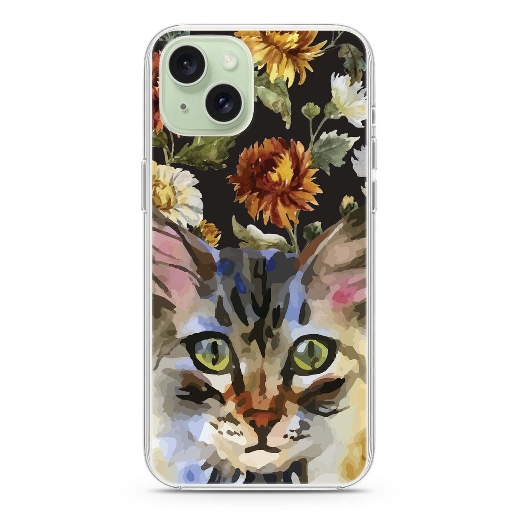Watercolour Cat iPhone 15 Plus MagSafe Compatible Ultra Clear Case