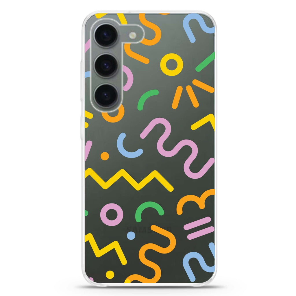 Abstract Doodles ultra-clear case for Samsung Galaxy S23/S22, front view