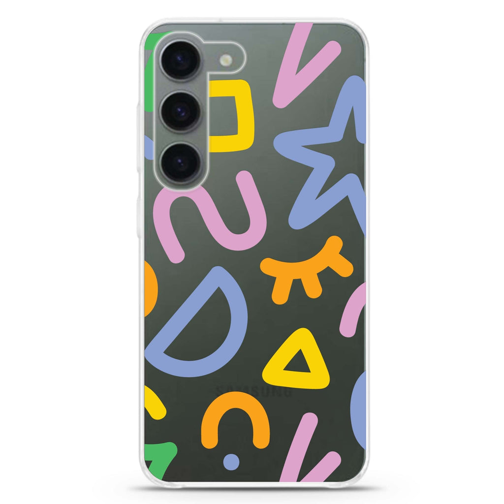 Abstract Doodles ultra-clear case for Samsung Galaxy S23/S22, front view