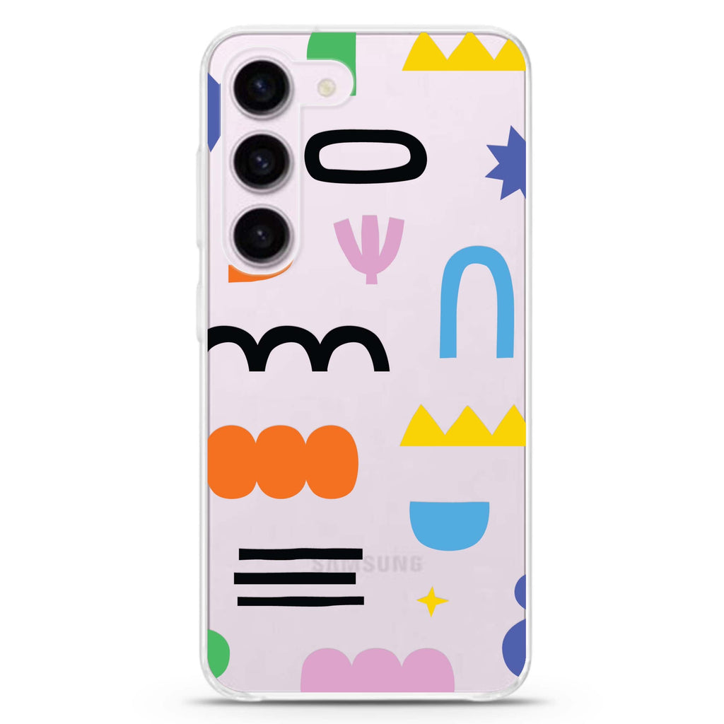 Abstract Doodles Pattern ultra-clear case for Samsung Galaxy S23/S22, front view