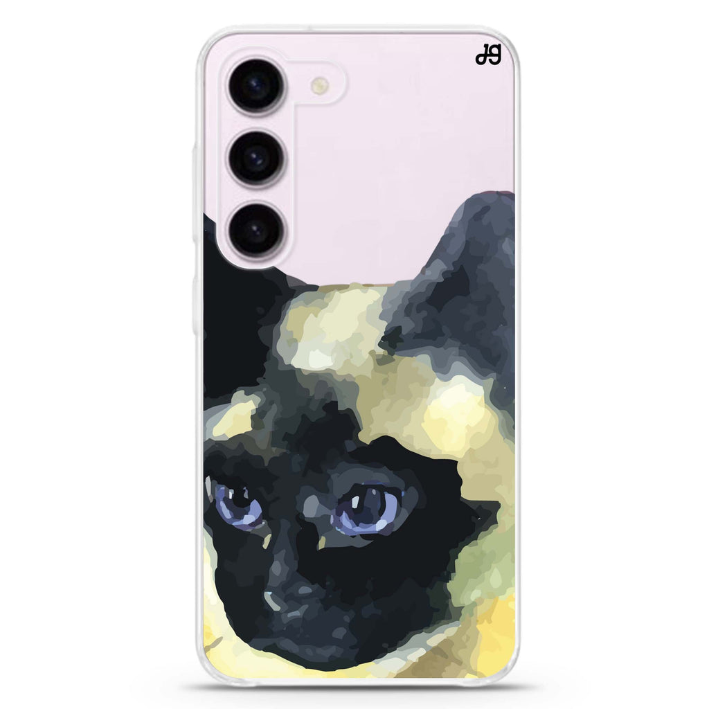 Watercolour Cat ultra-clear case for Samsung Galaxy S23/S22, front view