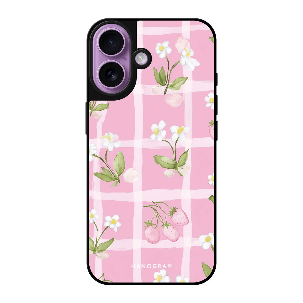 Reflective iPhone 16 Mirror Case –Berry Lace Design