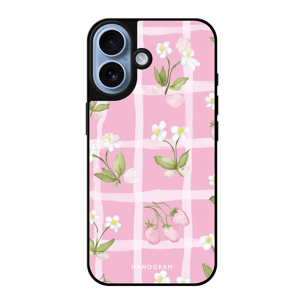 Reflective iPhone 16 Mirror Case –Berry Lace Design