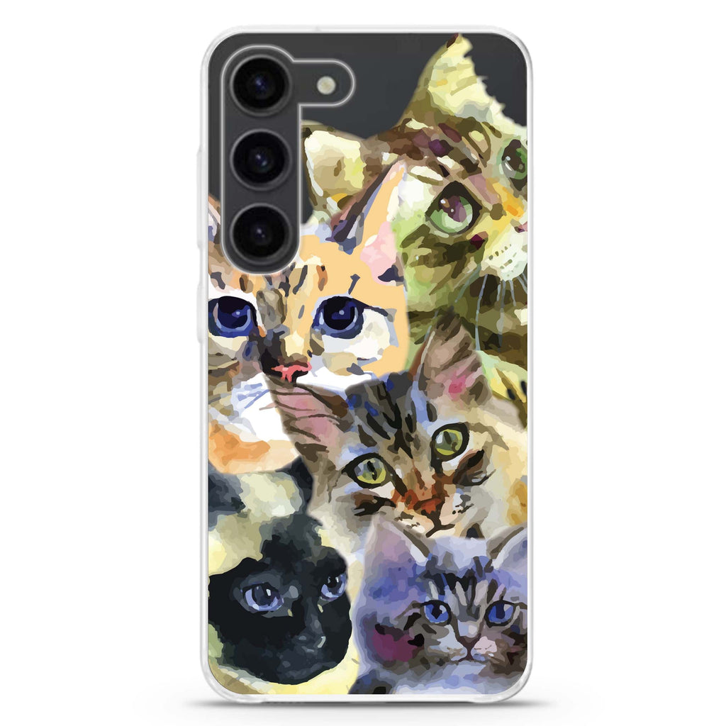 Watercolour Cat ultra-clear case for Samsung Galaxy S23/S22, front view