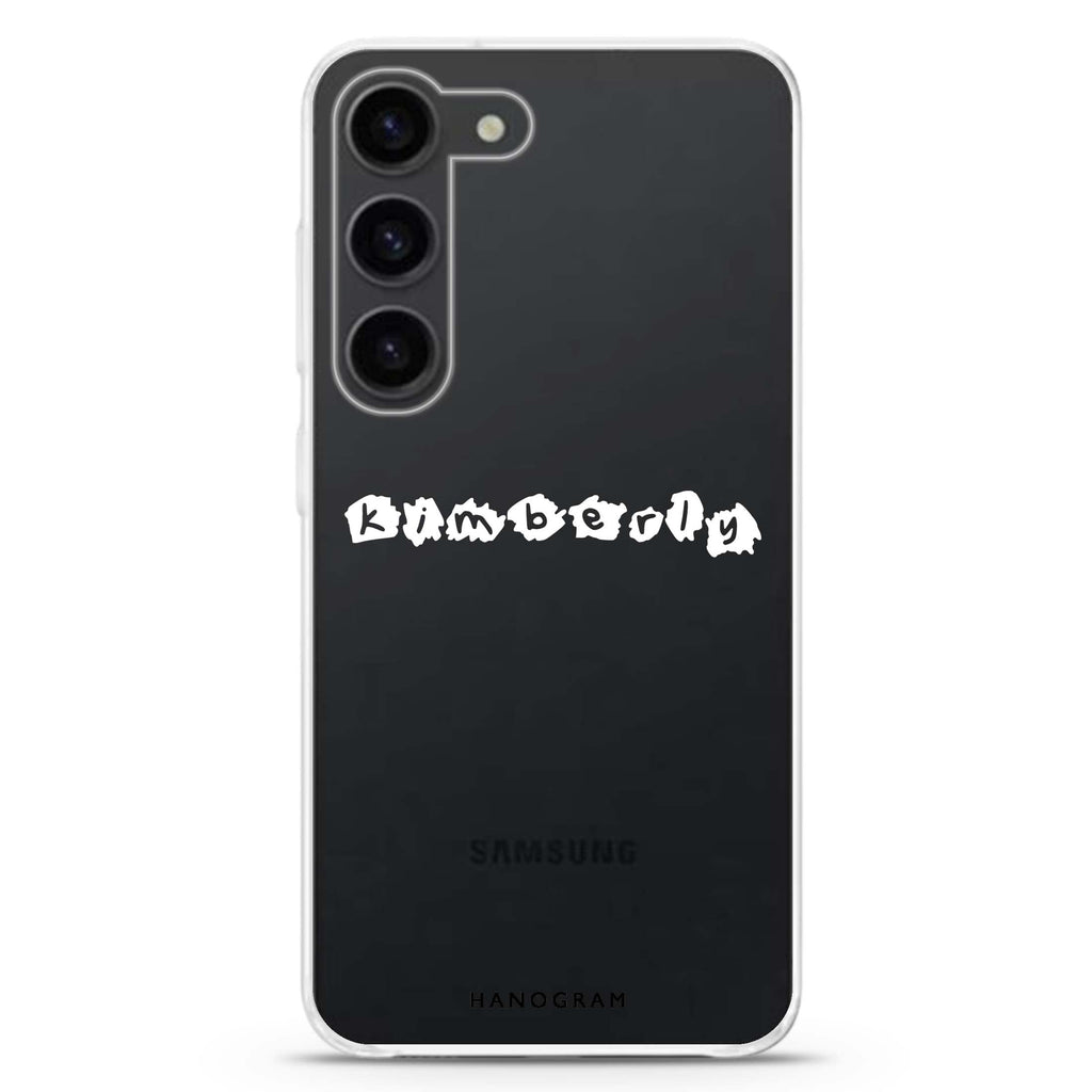 Sticker Custom Name personalized ultra-clear case for Samsung Galaxy S23/S22, front view