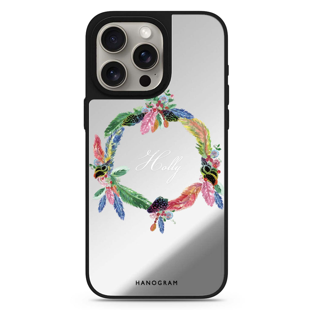 Watercolour Feather personalized name MagSafe mirror case for iPhone 16/15/14 Pro Max and Pro, main view