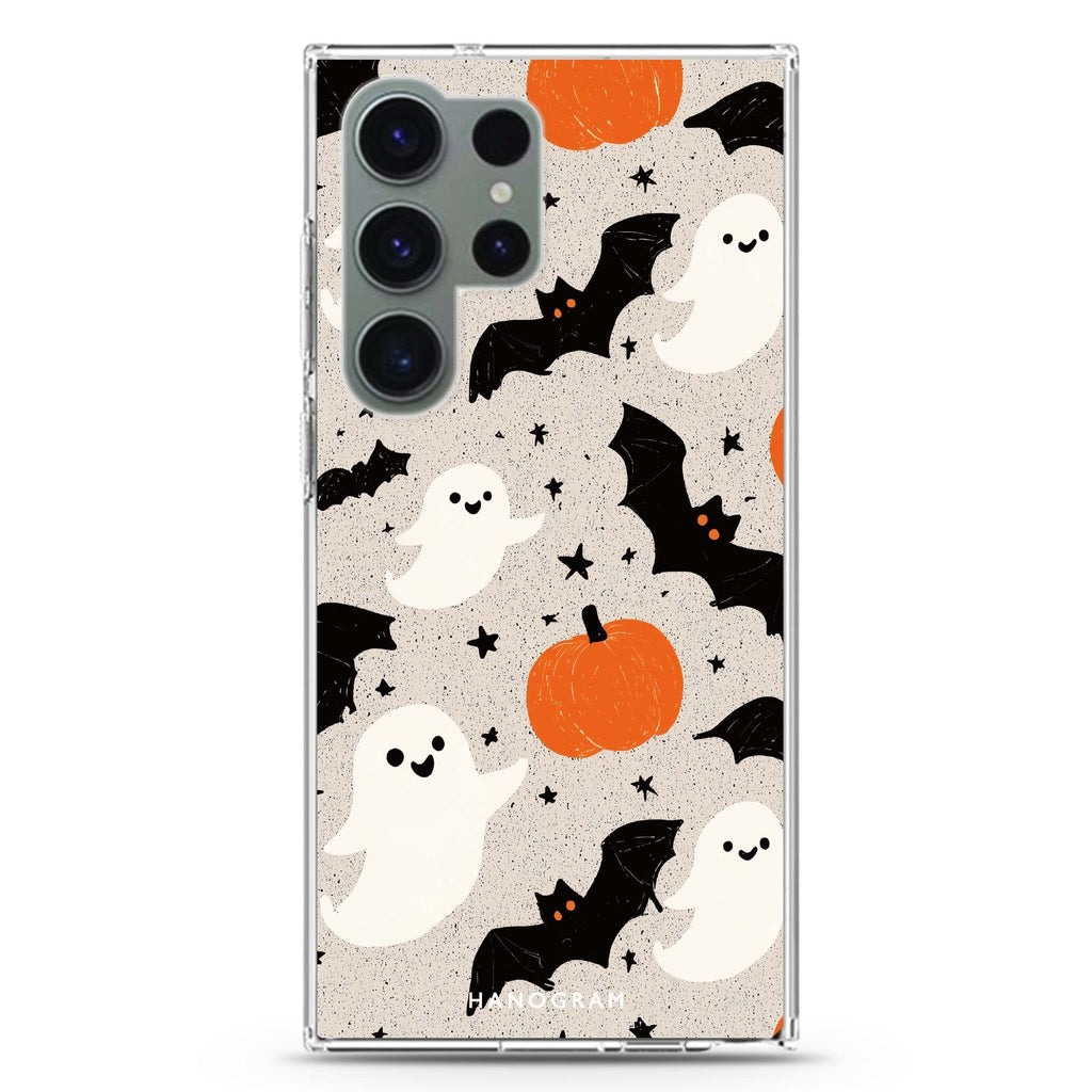 Pumpkin Patch Phantom Samsung Galaxy S26/S25/S24/S23/S22 Ultra ultra clear case, transparent design, main view
