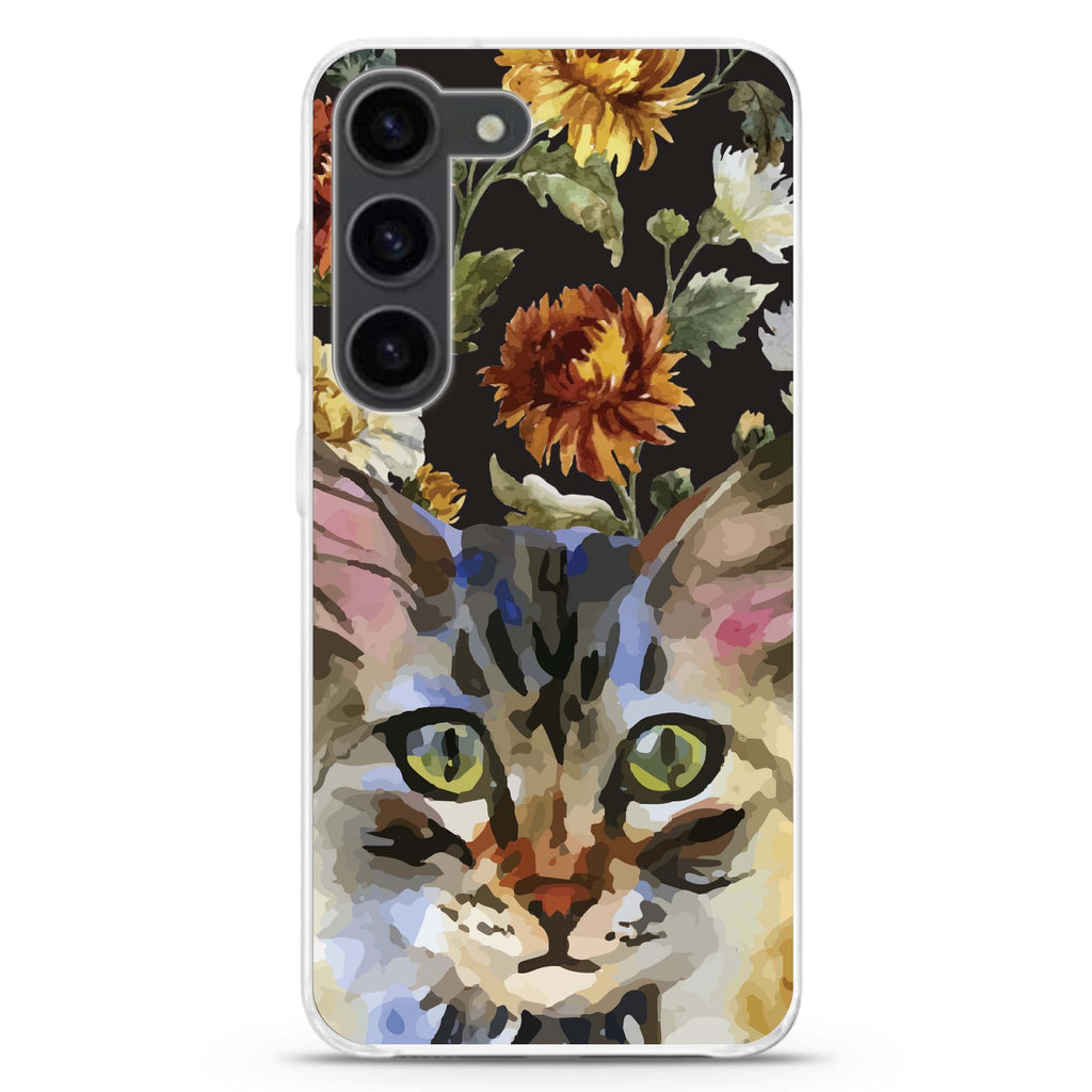Watercolour Cat ultra-clear case for Samsung Galaxy S23/S22, front view