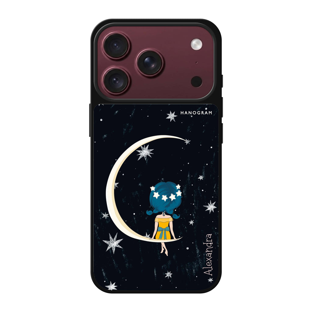Cute Girl Moon personalized name moon celestial portrait cute iPhone 18 Pro Max mirror case