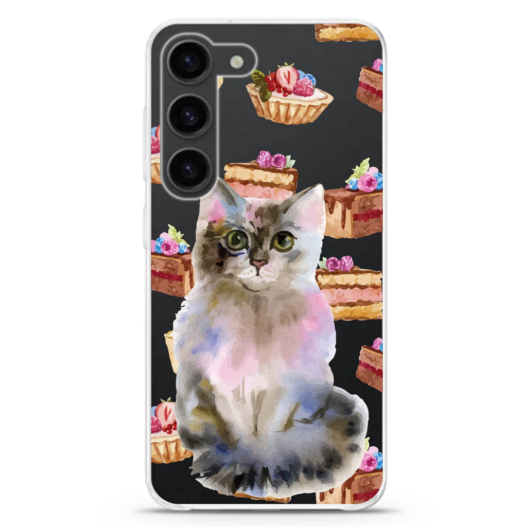 Watercolour Cat ultra-clear case for Samsung Galaxy S23/S22, front view