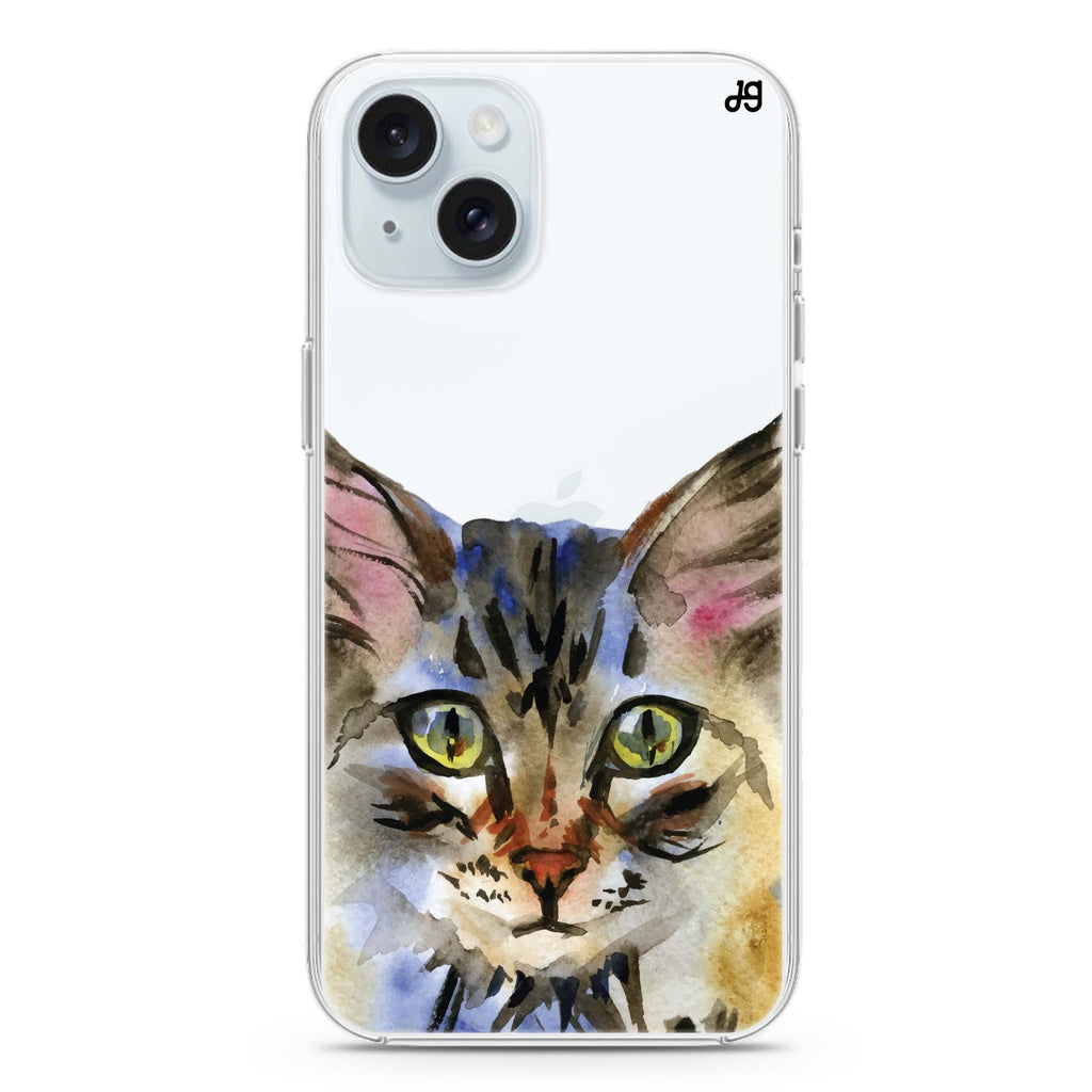 Watercolour Cat iPhone 15 plus Ultra Clear Case