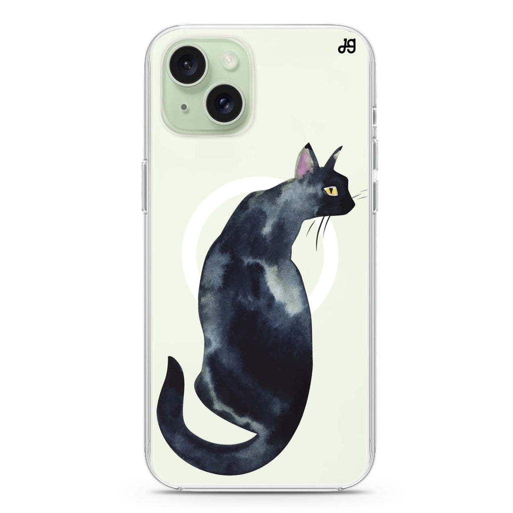 Watercolour Cat iPhone 15 Plus MagSafe Compatible Ultra Clear Case