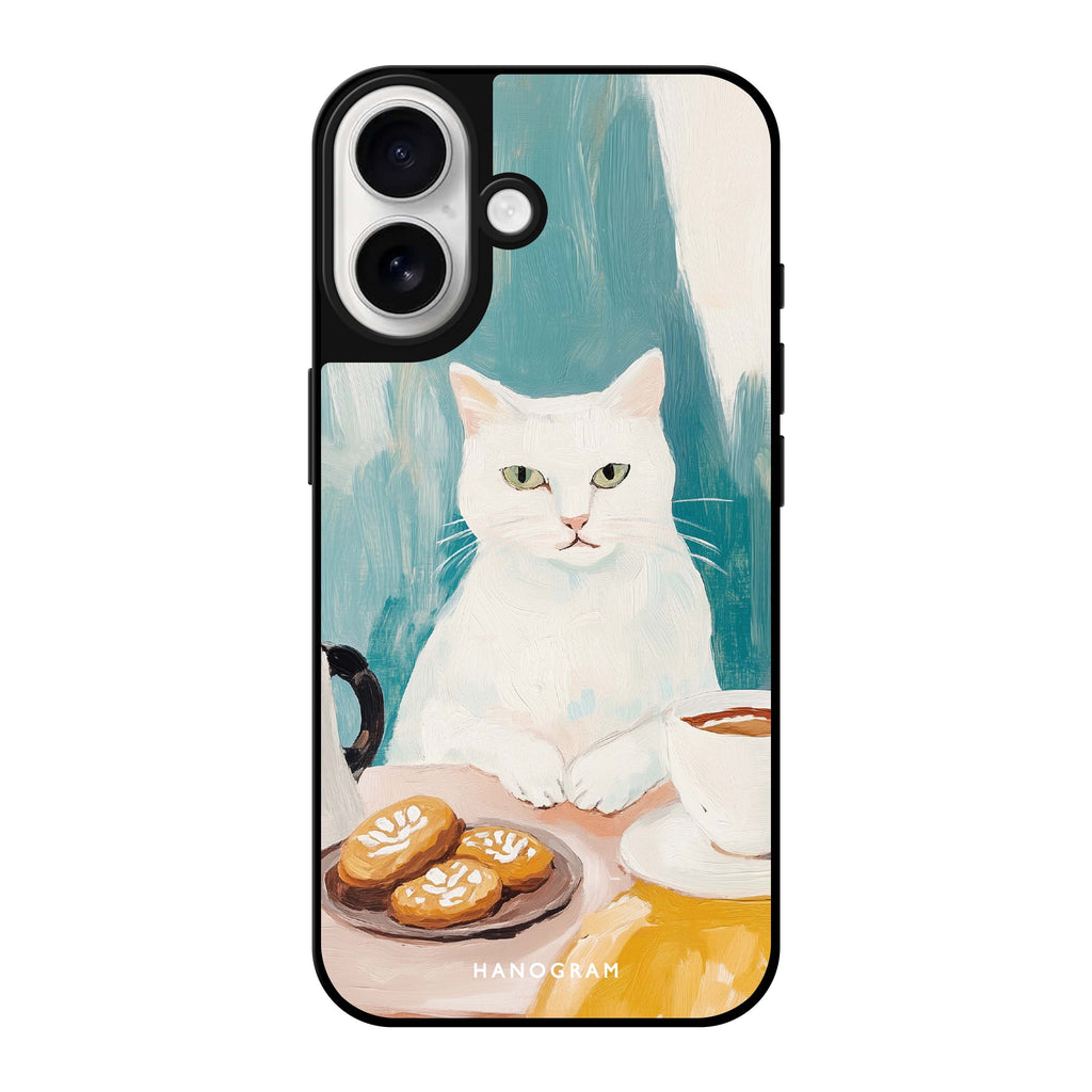 Reflective iPhone 16 Mirror Case –Coffee with Whiskers Design